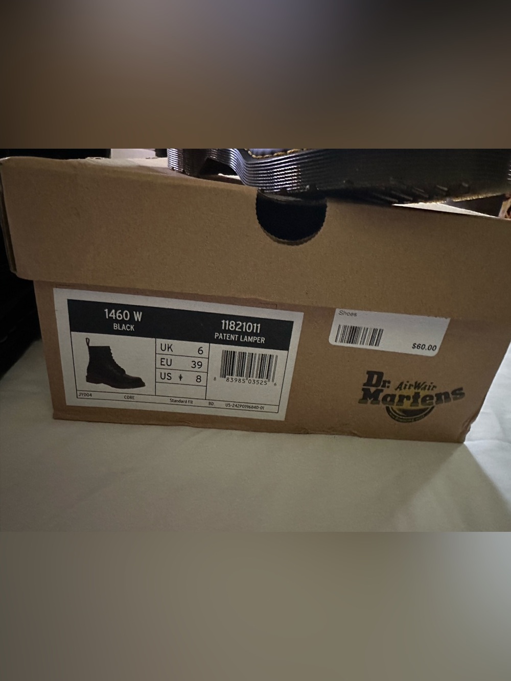 Dr. Martens Black Patent Lamper Boots -Size EU 39/US 8 Women